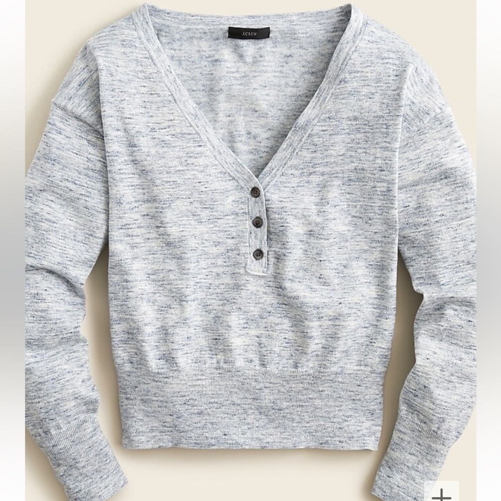 J.Crew Space-dyed wide V-neck henley sweater